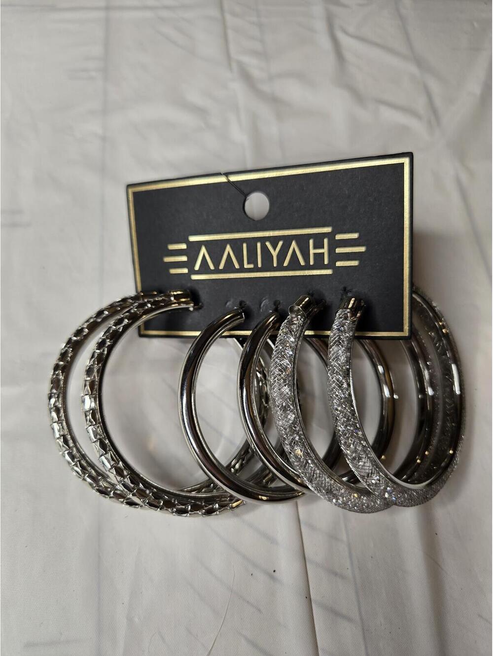 Set of 6 Silver Tone Hoop Earrings